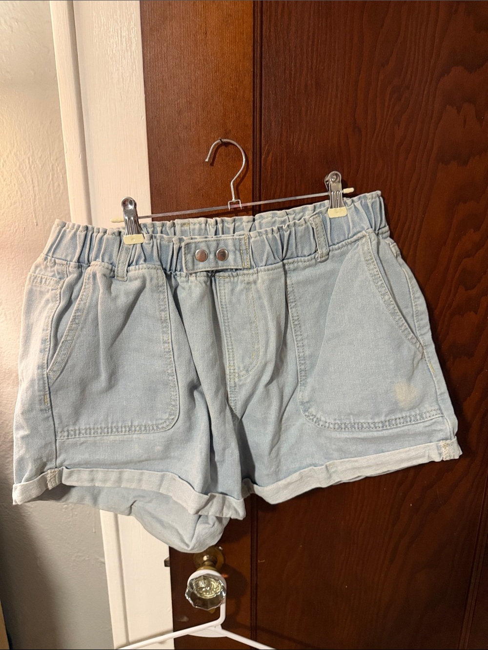 SHEIN Light Blue Elastic-Waist Denim Shorts